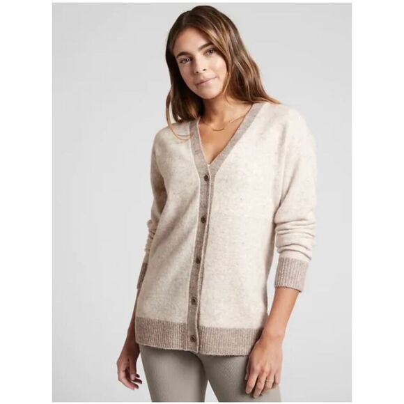 Athleta Westlake Gray Cardigan Sweater Wool Blend Button Front XS Athleisure - Picture 1 of 13
